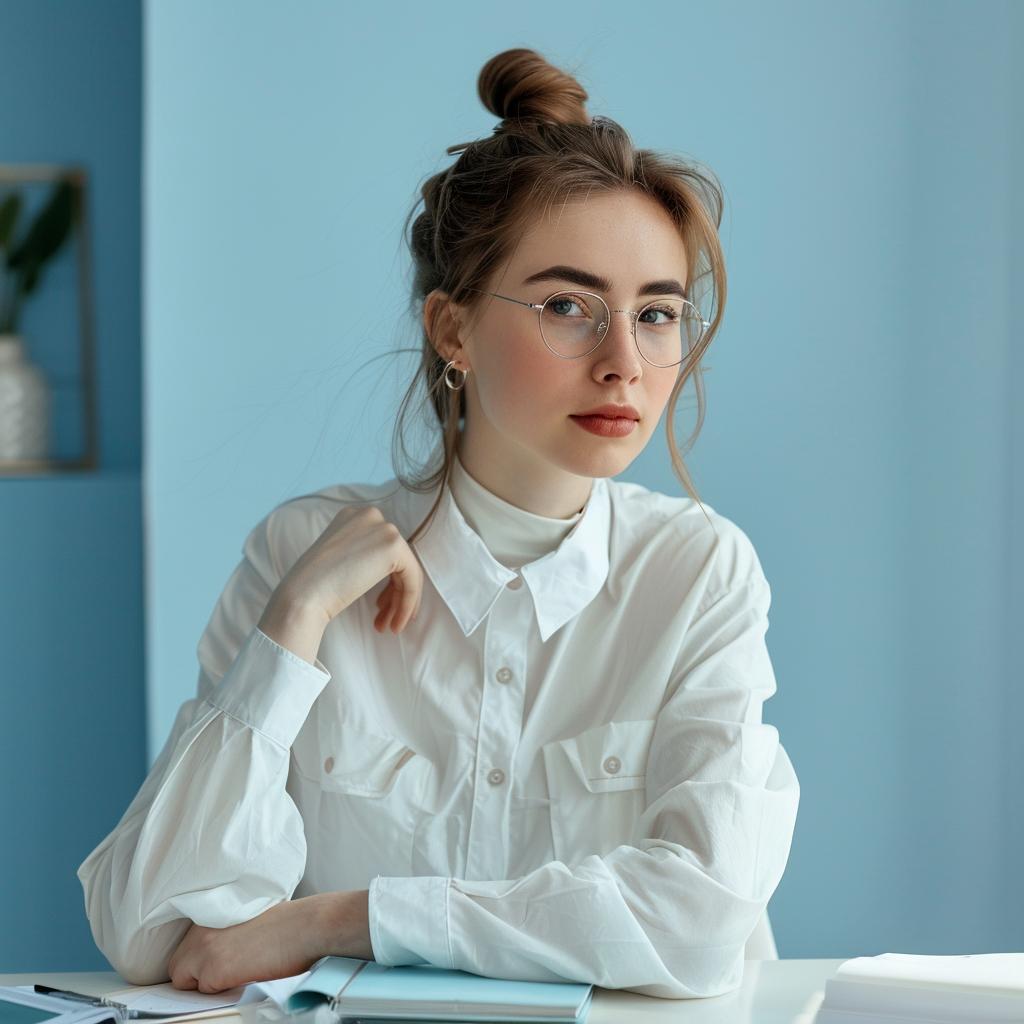 Itinai.com russian woman in white and light blue clothes is s cf823bb9 5457 42a4 886f 05e7a987c154 0